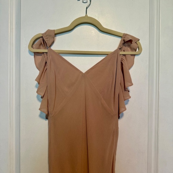 Reformation Ferrara Champagne Ruffle-Trimmed Crepe Maxi Dress Size 4 - Picture 4 of 15